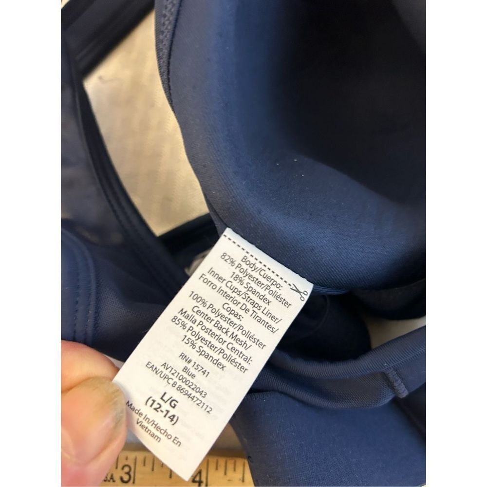 Avia Sports Bra Large 12-14 Navy Blue Racerback Keyhole High Impact Womens - Picture 5 of 5